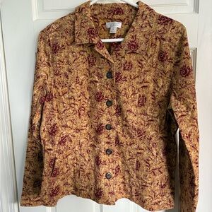 Christopher & Banks Yellow and Red Autumn Corduroy Shirt/Jacket